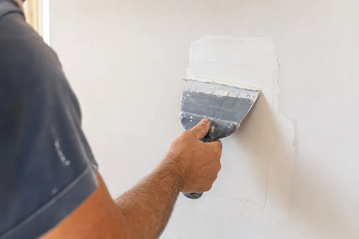 Joint compound being applied over a patched section of wall
